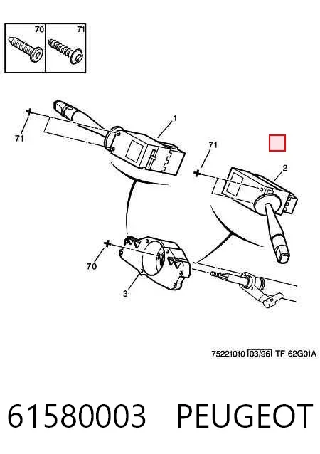 Conmutador derecho de la columna de dirección 61580003 Peugeot/Citroen