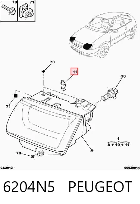 Faro izquierdo 6204N5 Peugeot/Citroen