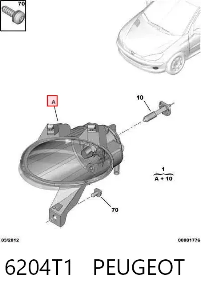 Faro antiniebla izquierdo PEUGEOT 6204T1