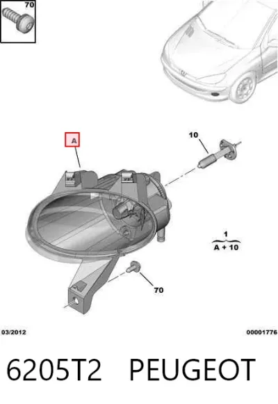 Faro antiniebla derecho PEUGEOT 6205T2