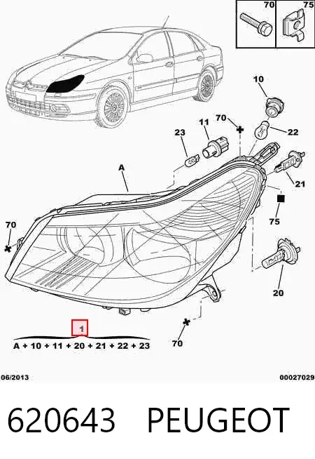 Faro derecho 620643 Peugeot/Citroen