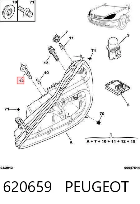 Faro derecho 620659 Peugeot/Citroen