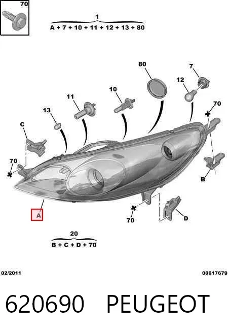 Faro derecho 620690 Peugeot/Citroen