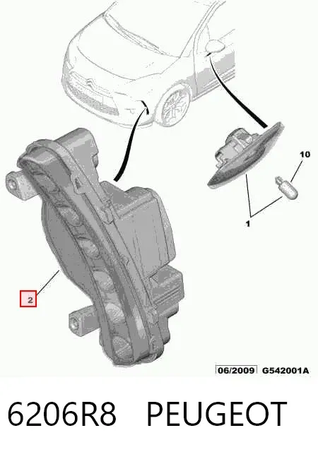 Luz diurna derecha 6206R8 Peugeot/Citroen