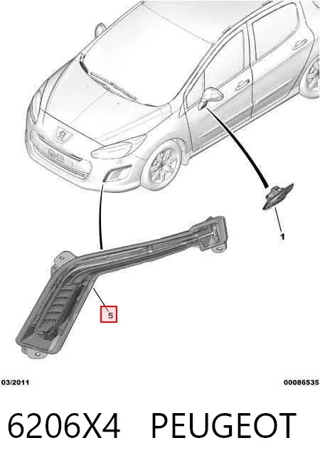 Luz diurna derecha 6206X4 Peugeot/Citroen