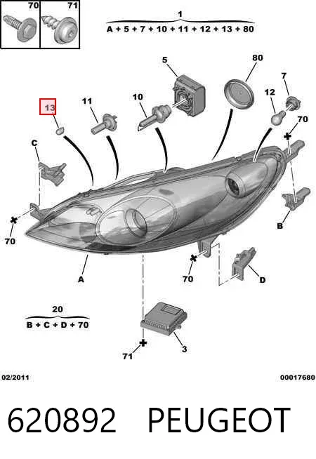 Faro izquierdo 620892 Peugeot/Citroen