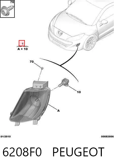 Luz antiniebla izquierdo 6208F0 Peugeot/Citroen