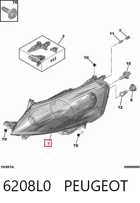 Faro izquierdo 6208L0 Peugeot/Citroen