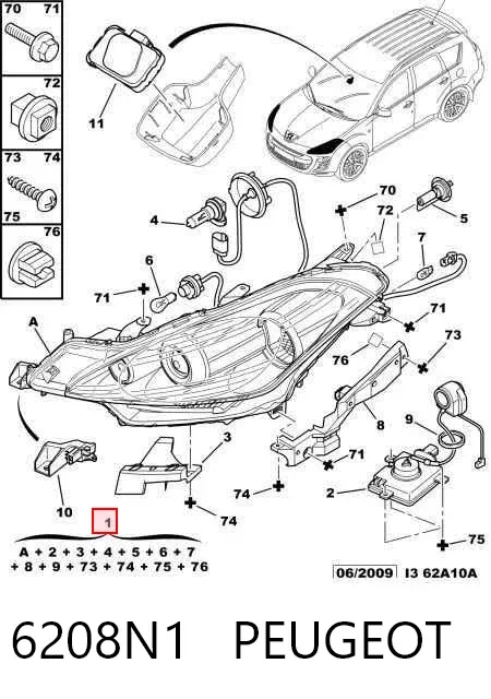 Faro izquierdo 6208N1 Peugeot/Citroen