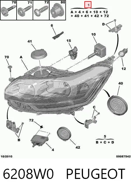 Faro izquierdo 6208W0 Peugeot/Citroen