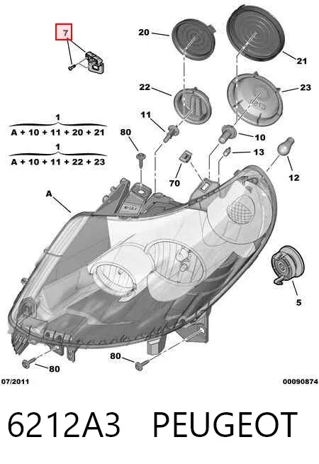 Soporte de fijación del faro delantero derecho 6212A3 Peugeot/Citroen