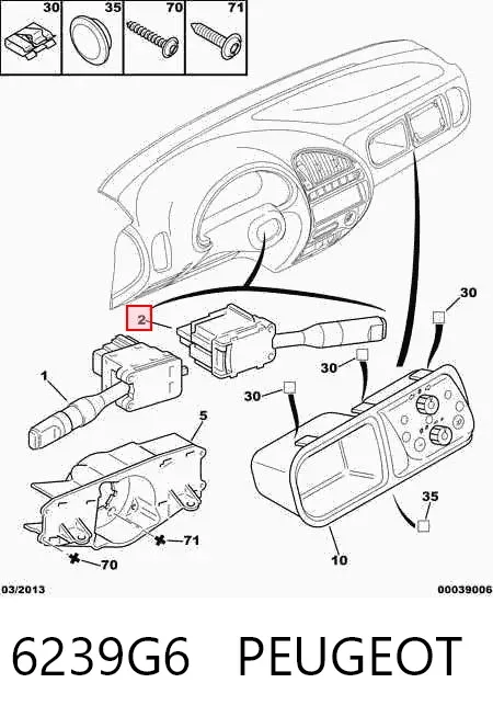 Conmutador derecho de la columna de dirección 6239G6 Peugeot/Citroen