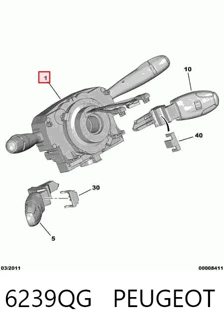 Conmutador izquierdo de la columna de dirección 6239QG Peugeot/Citroen