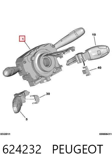Conmutador columna dirección 624232 Peugeot/Citroen