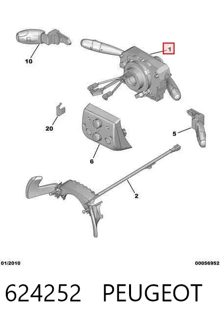 Conmutador columna dirección Peugeot 207 WA, WC