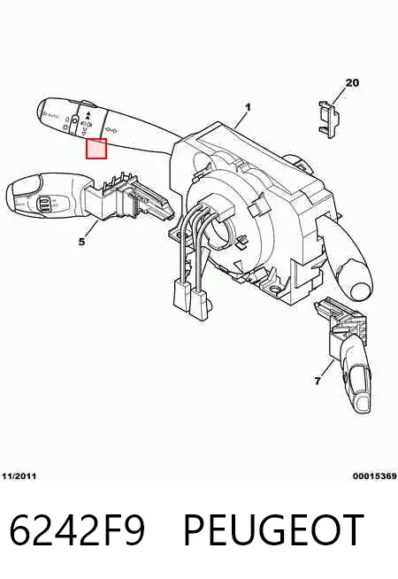 Conmutador columna dirección 6242F9 Peugeot/Citroen