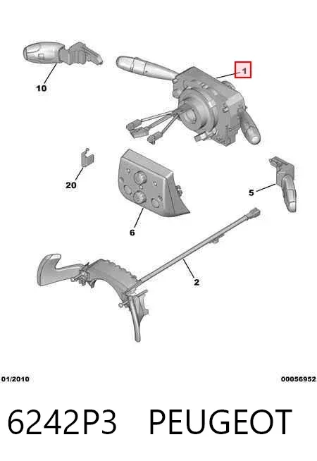 Conmutador izquierdo de la columna de dirección 6242P3 Peugeot/Citroen