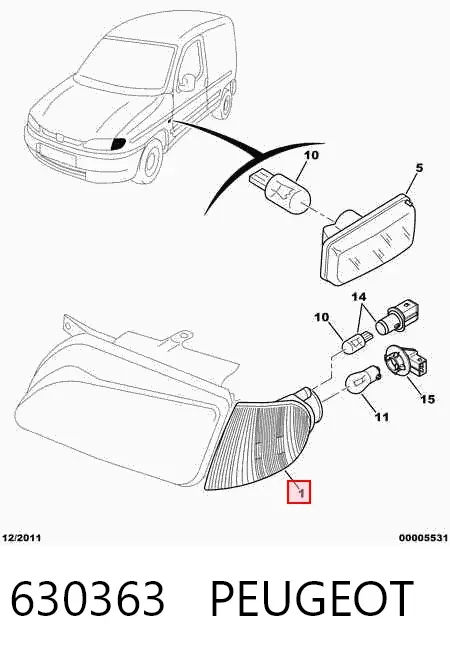 Intermitente izquierdo 630363 Peugeot/Citroen