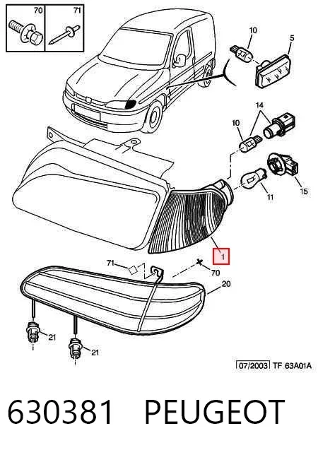 Intermitente izquierdo 630381 Peugeot/Citroen