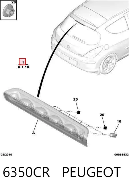 Tercera luz de freno 6350CR Peugeot/Citroen