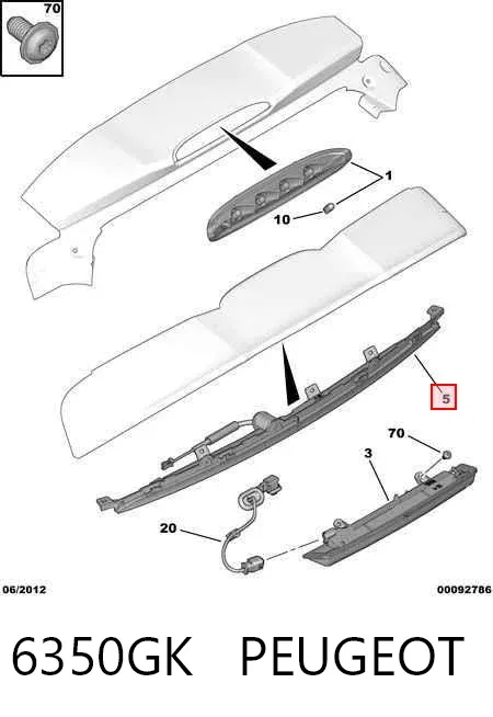 Tercera luz de freno 6350GK Peugeot/Citroen
