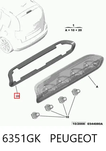 Tercera luz de freno 6351GK Peugeot/Citroen