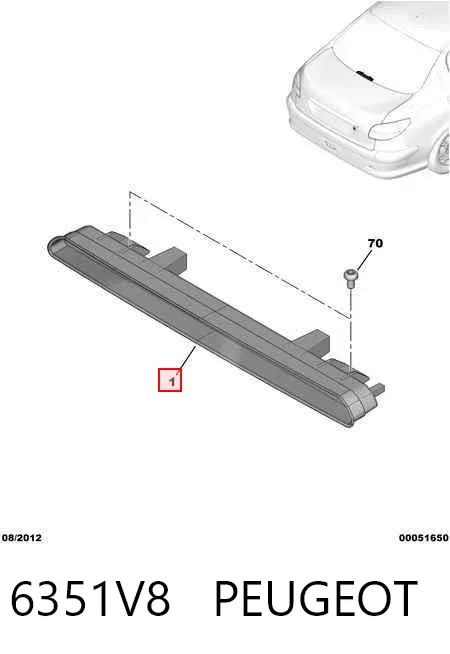 Tercera luz de freno Peugeot 607 9D, 9U