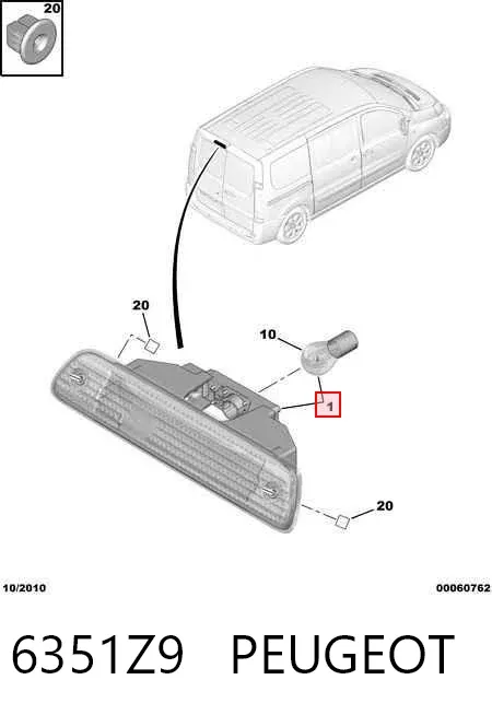 Tercera luz de freno 6351Z9 Peugeot/Citroen