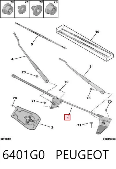 Trapezio del limpiaparabrisas PEUGEOT 6401G0