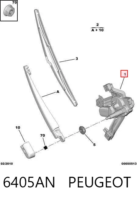Motor limpiaparabrisas, trasera 6405AN Peugeot/Citroen