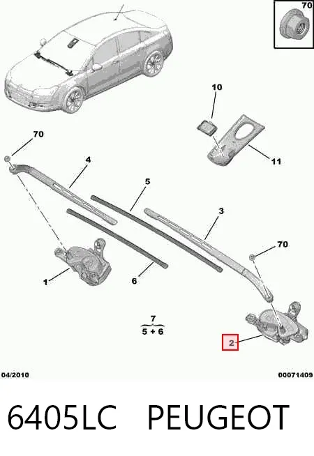 Motor limpiaparabrisas delantero izquierdo 6405LC Peugeot/Citroen