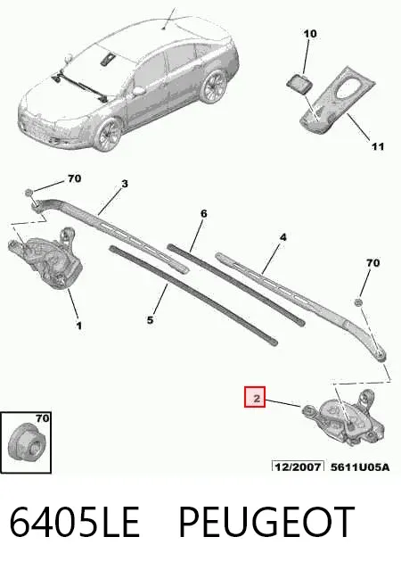 Motor limpiaparabrisas delantero izquierdo 6405LE Peugeot/Citroen