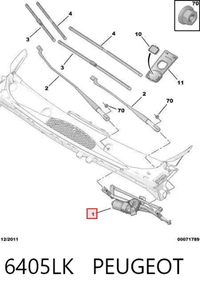 Trapezio del limpiaparabrisas PEUGEOT 6405LK