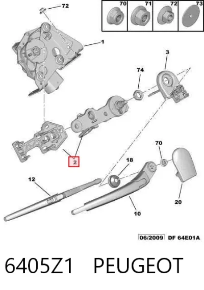 Trapezio del limpiaparabrisas PEUGEOT 6405Z1