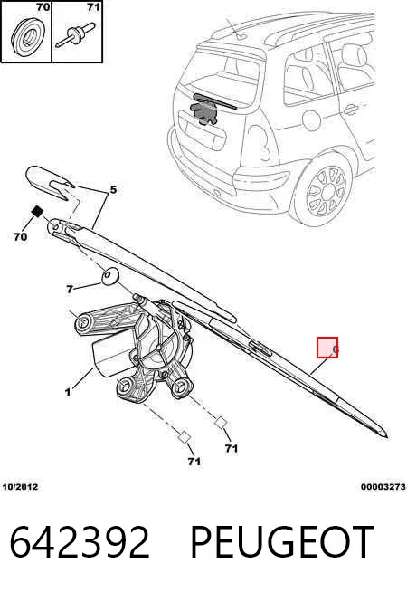 Limpiaparabrisas traseros 642392 Peugeot/Citroen