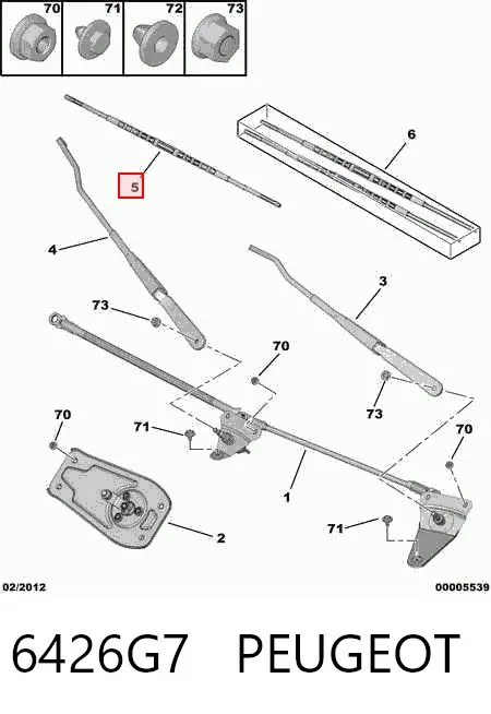 Escobilla del limpiaparabrisas del lado del conductor 6426G7 Peugeot/Citroen
