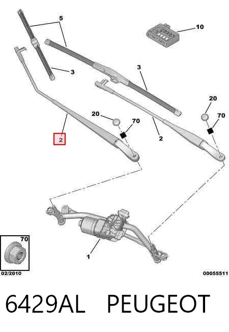 Brazo del limpiaparabrisas 6429AL Peugeot/Citroen