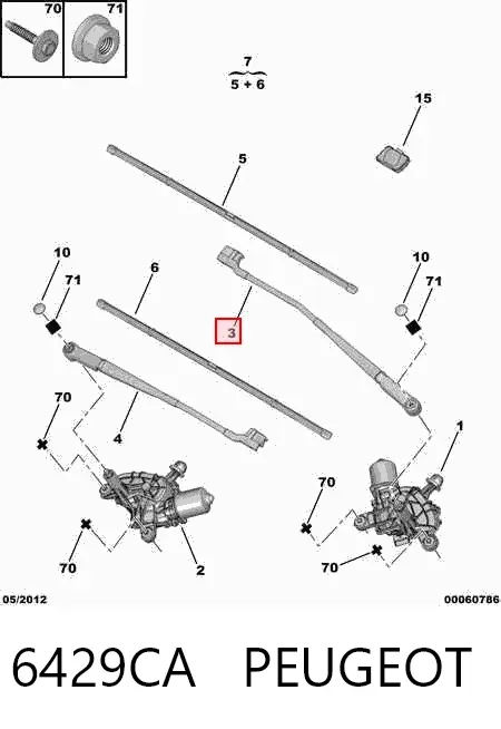 Brazo del limpiaparabrisas 6429CA Peugeot/Citroen