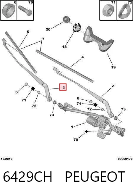 Brazo del limpiaparabrisas 6429CH Peugeot/Citroen