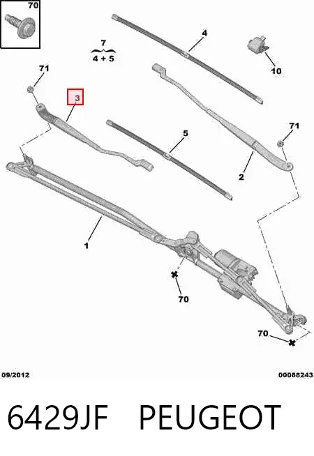 Brazo del limpiaparabrisas 6429JF Peugeot/Citroen