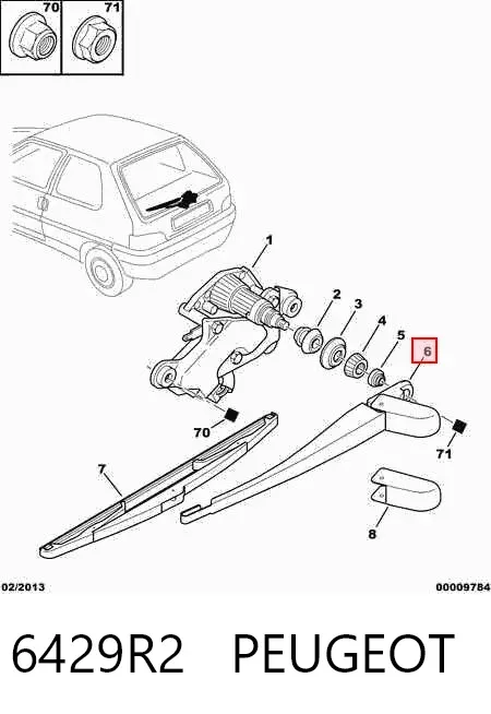 Brazo del limpiaparabrisas, trasero 6429R2 Peugeot/Citroen