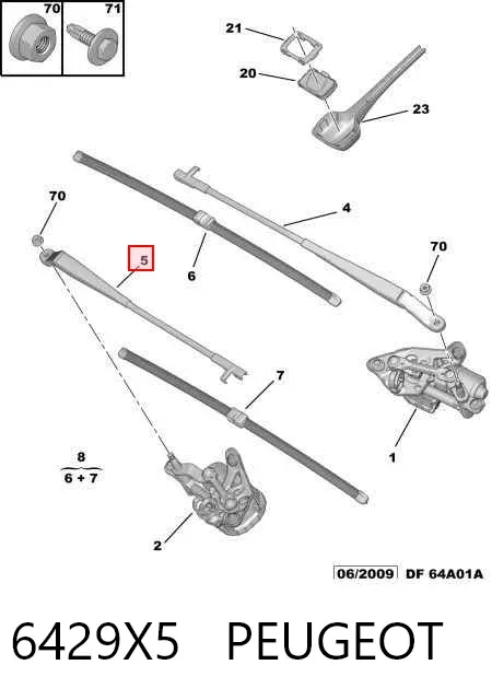 Brazo del limpiaparabrisas Peugeot 407 6D