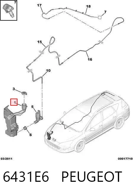 Depósito de limpiaparabrisas Peugeot 407 6D