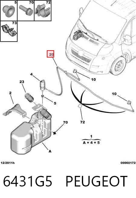 Manguera del lavaparabrisas 6431G5 Peugeot/Citroen