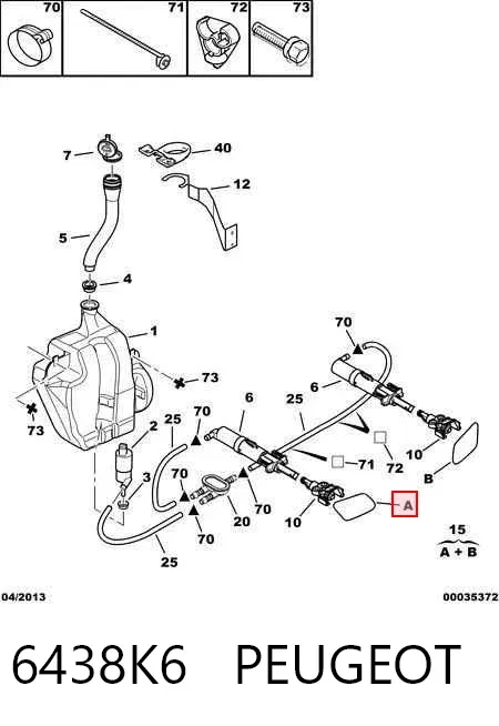 Tapa de la boquilla del lavafaros delantero 6438K6 Peugeot/Citroen