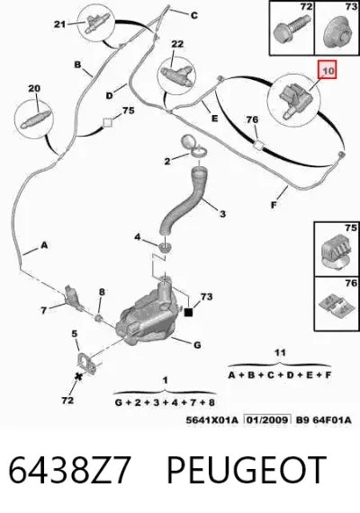 Boquilla del lavaparabrisas PEUGEOT 6438Z7