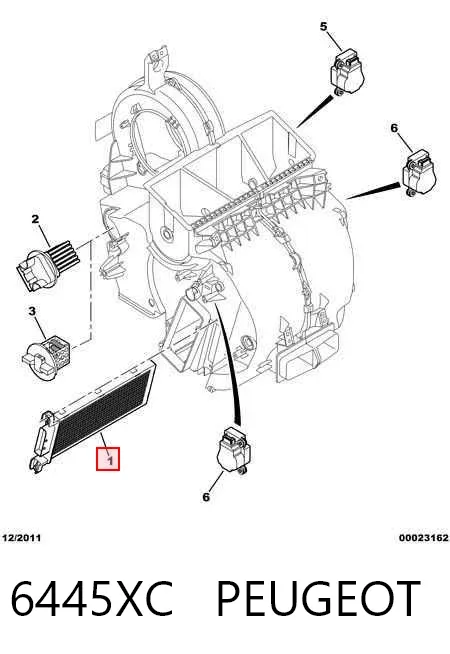 Calentador eléctrico de aire para el sistema de calefacción del habitáculo 6445XC Peugeot/Citroen