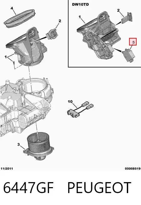Actuador de compuerta de la calefacción Citroen Berlingo M