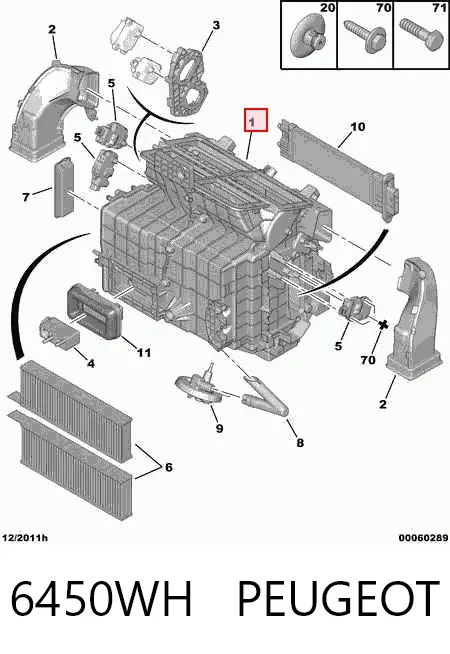 Carcasa del ventilador del calefactor, conjunto 6450WH Peugeot/Citroen