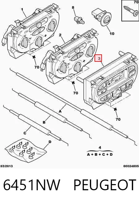 Unidad de control aire acondicionado 6451NW Peugeot/Citroen